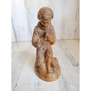 Wooden praying Shepherd Vintage home decor‎ figure xmas lamb